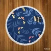 Pink Yellow Peach Flowers Round Beach Towel
