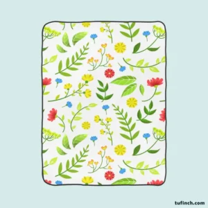 Pink Yellow Small Flowers Spring Pattern Fleece Blanket 1