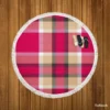 Plaid Checkered Hot Pink Pattern Round Beach Towel