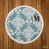Portuguese Damask Design Round Beach Towel