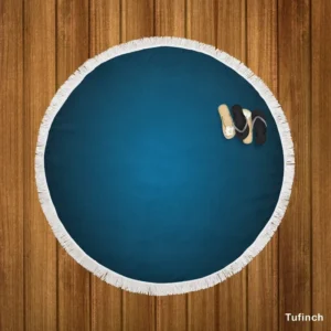 Prussian Blue Gradient Color Round Beach Towel