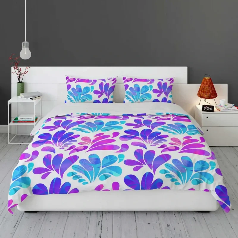 Purple Blue Pink Gradient Floral Bedding Set 1