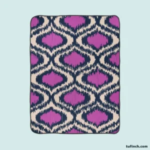 Purple Boho Ikat Design Fleece Blanket 1