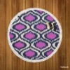 Purple Boho Ikat Design Round Beach Towel