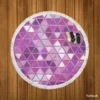 Purple Crystal Triangle Design Round Beach Towel