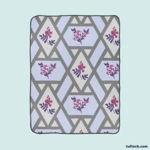 Purple Flourish On Grey Design Fleece Blanket 1