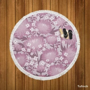 Purple Labyrinth Dahlia Flower Toile Round Beach Towel