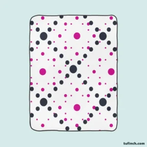 Purple Polka Dots Black Polka Dots Diagonal Fleece Blanket 1