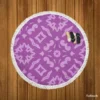 Purple Songket Design Round Beach Towel