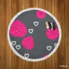 Raspberry Love Pattern Round Beach Towel