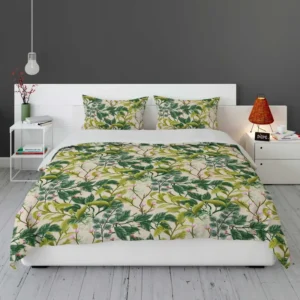 Realistic Flower Leaves Background Bedding Set 1