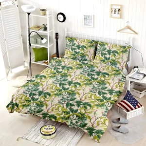 Realistic Flower Leaves Background Bedding Set