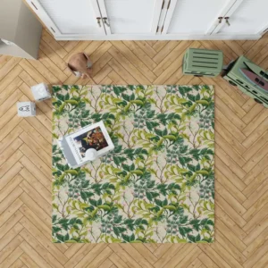Realistic Flower Leaves Background Rug