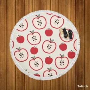 Red Apple Pattern Round Beach Towel
