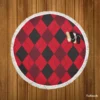 Red Black Argyle Checkered Pattern Round Beach Towel