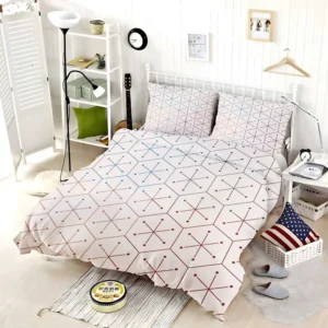 Red Blue Orange Hexagon Pattern Bedding Set