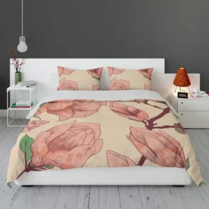 Red Flowers Artistic Background Bedding Set 1