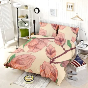 Red Flowers Artistic Background Bedding Set