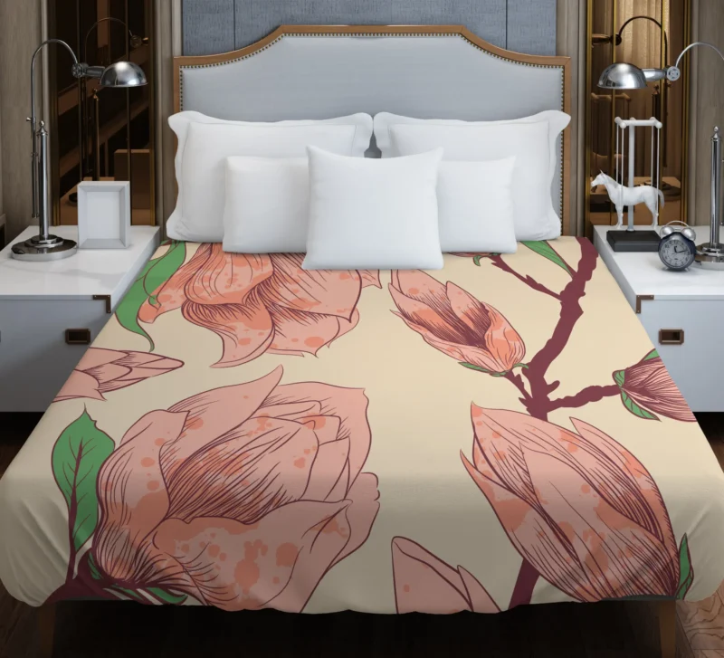 Red Flowers Artistic Background Duvet Cover