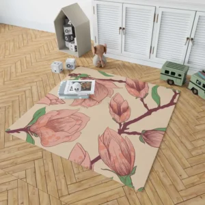Red Flowers Artistic Background Rug 1