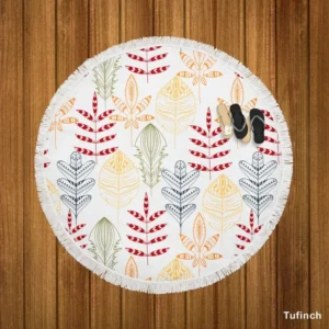Red Lace Hand Drawn Design Round Beach Towel