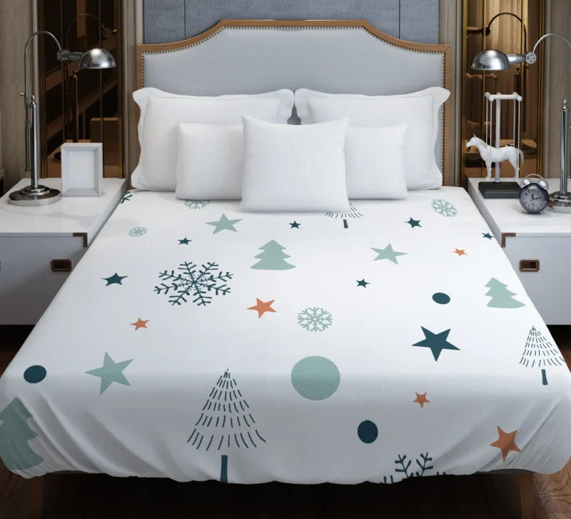 Retro Styled Christmas Pattern Background Duvet Cover