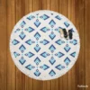 Rhombus Ikat Blue Design Round Beach Towel
