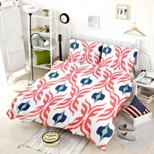 Rose Colored Ikat Design Bedding Set