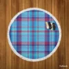 Scottish Tartan Blue Plaid Pattern Round Beach Towel