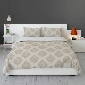 Seamless Tan Brown Damask Pattern Bedding Set 1