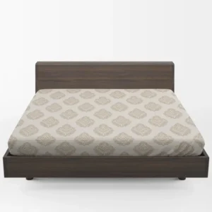Seamless Tan Brown Damask Pattern Fitted Sheet 1