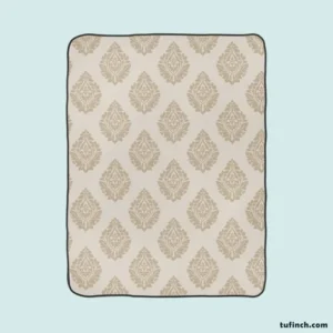 Seamless Tan Brown Damask Pattern Fleece Blanket 1