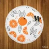 Sketch Orange White Background Round Beach Towel