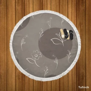 Small Floral Vintage Minimal Round Beach Towel