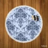 Smalt Blue Vintage Damask Round Beach Towel