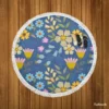 Spring Bloomed Florals Pattern Round Beach Towel