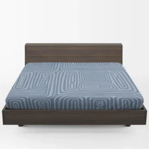 Square Contemporary Minimalist In Blue Fitted Sheet 1