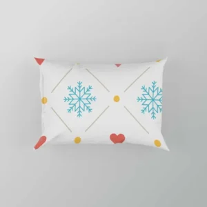 Square Pattern Snowflake Red Hearts Pillow Case