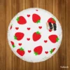 Strawberries Love Heart Round Beach Towel