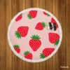 Strawberry Print In Pink Background Round Beach Towel