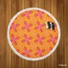 Sun Floral Ikat Design Round Beach Towel