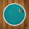 Teal Blue Spark Heart Round Beach Towel