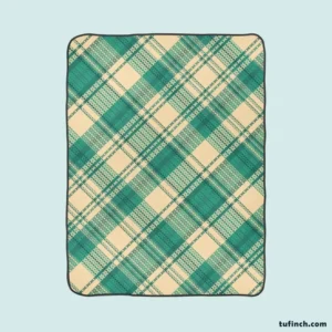 Teal Green Tartan Plaid Pattern Fleece Blanket 1