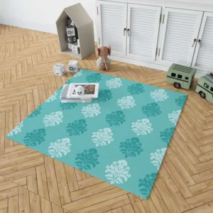 Tiffany Blue  Damask Pattern on Teal Blue Rug 1