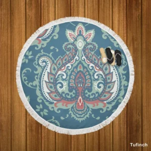 Traditional Indian Damask Pattern Round Beach Towel