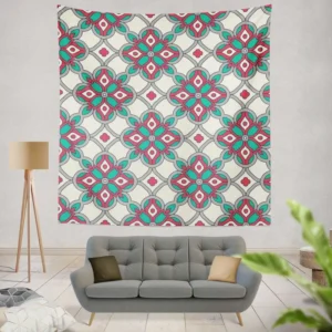 Traditional Indian Ikat Design Wall Tapestry