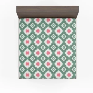 Trendy Green Pink Design Fitted Sheet