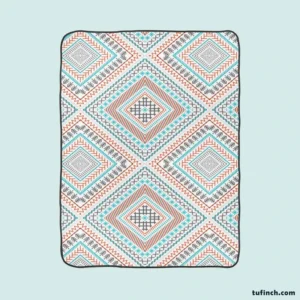 Tribal Ethnic Square Pattern Fleece Blanket 1