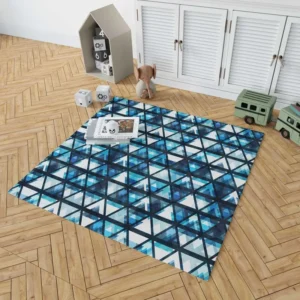 Tribal Galaxy Blue Triangle Rug 1
