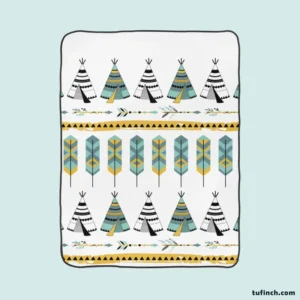 Tribal Native Wigwam Hut Design Fleece Blanket 1